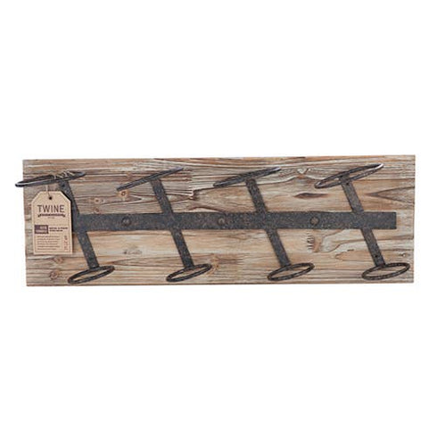 Rustic Farmhouse Wood and Metal Wine Rack